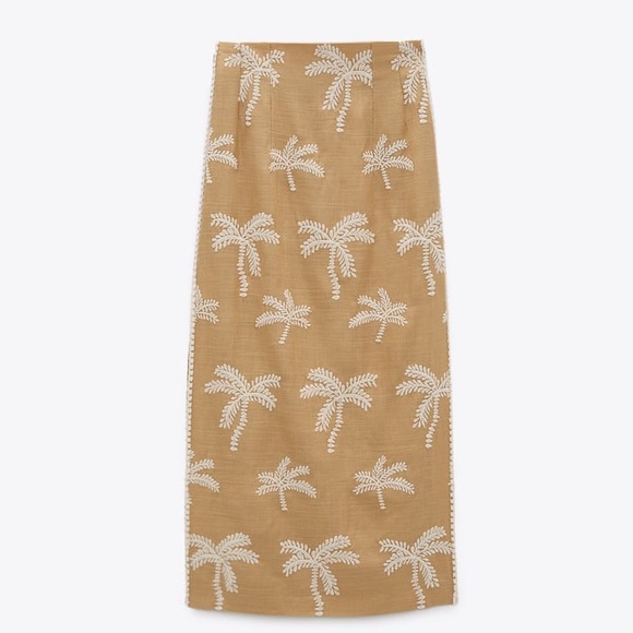 ZARA PALM TREE PRINTED MIDI SKIRT - Picture 6 of 7